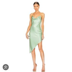Alice + Olivia Asymmetric Mint Green Halter Dress - Size 6